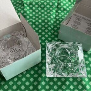 PartyLite-Lead Crystal-Votive Candle Holder-Quad Prism P0129Retired NIB-Set Of 3